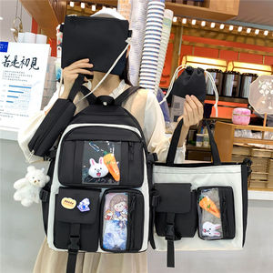 Tas selempang anak perempuan, tas sekolah liontin beruang kecil satu bahu, Multi Warna untuk kuliah, set 5 potong - Product Image 6