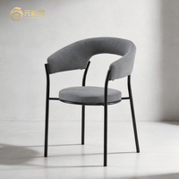 Chaise de salle à manger moderne certifiée CE ROHS FDA, avec coussin en tissu, pieds en métal, dossier ouvert en forme de baril, pour salle à manger, cuisine et maison