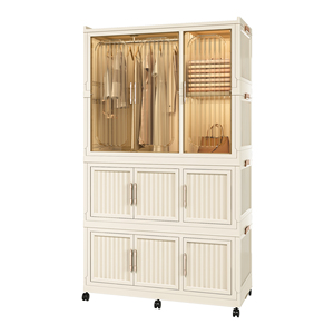 Armoire portable moderne de haute qualité en polypropylène, organisateur de rangement, 9 portes magnétiques, 9 cubes, 1 tringle de suspension, 6 cintres - Product Image 2