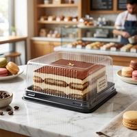 Taartdoos met transparant deksel, BPA-vrij, voedselveilig, zwarte bodem, transparante kunststof, voor desserts, snoep, gebak, 95mm binnenmaat