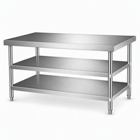 Table de travail de cuisine professionnelle en acier inoxydable avec étagère supérieure pour cuisine centralisée, livraison rapide, prix de gros, approvisionnement en vrac