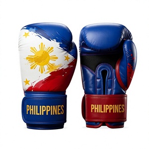 Guantes de Boxeo de Piel de Vacuno Ligera de Primera Calidad con la Bandera de Filipinas, Cierre de Gancho y Bucle, Impresión por Sublimación, Guantes de Entrenamiento - Product Image 1