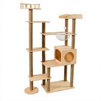 Arbre à chat de luxe écologique, grande tour griffoir d'intérieur multi-niveaux, maison d'escalade au design moderne en bois massif