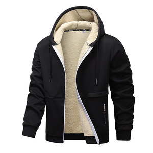 Sweat-shirt chaud à capuche zippé pour homme, doublure thermique, style décontracté - Product Image 1