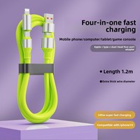 Câble de charge super rapide 240W 4 en 1 USB-A/Type-C/ pour téléphones mobiles, tablettes et ordinateurs