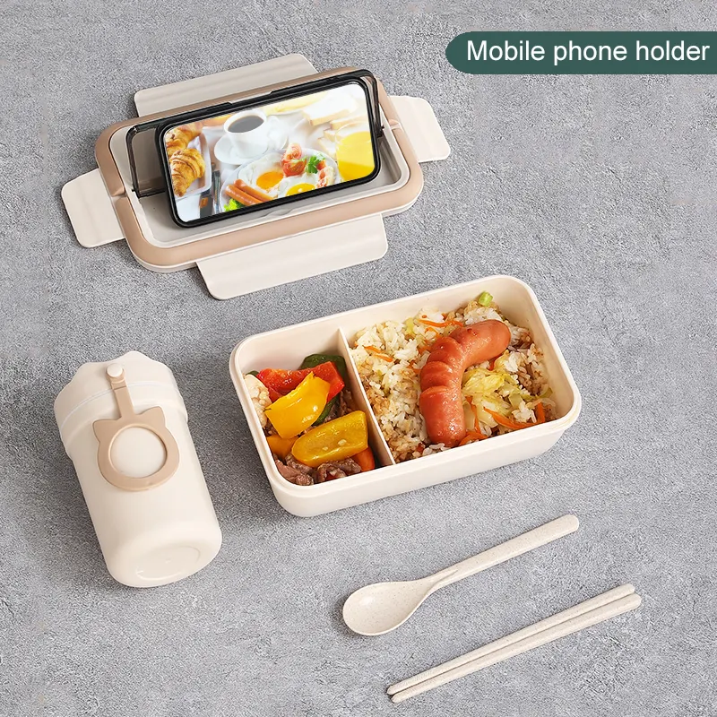 Set di scatole per il pranzo con capacità ideale con posate pratiche Bento Box in plastica sigillata facile da pulire albicocca Boite A Lunch