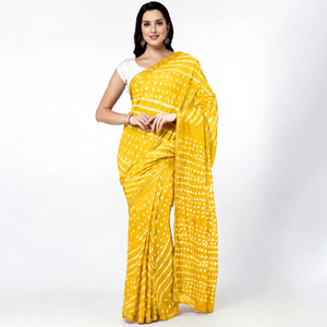 <b>Art</b> Silk Bandhani Saree Handmade Tie Dye Ethnic Wear with Rich Pallu - Product Image 1