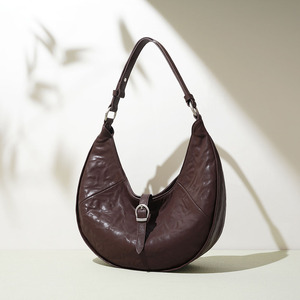 Bolso de Cuero Genuino en Forma de Media Luna para Mujer, Bolso de Hombro Tipo Hobo de Gran Capacidad, Bolso de Mano Vintage, Elegante Bolso de Media Luna para Llevar Bajo el Brazo - Product Image 3