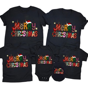 Camisetas Navideñas Extra Grandes con Estampado Alegre para Familias y Conjuntos de Padres e Hijos, Manga Corta - Product Image 2