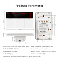 Interrupteur intelligent Zemismart avec écran d'affichage et variateur de lumière, compatible Tuya Zigbee Smart Life Alexa Google Home, personnalisable