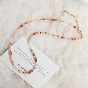 Collar de cristal rosa a la moda, collar de cuentas de piedras naturales, joyería hecha a mano para mujer - Product Image 3