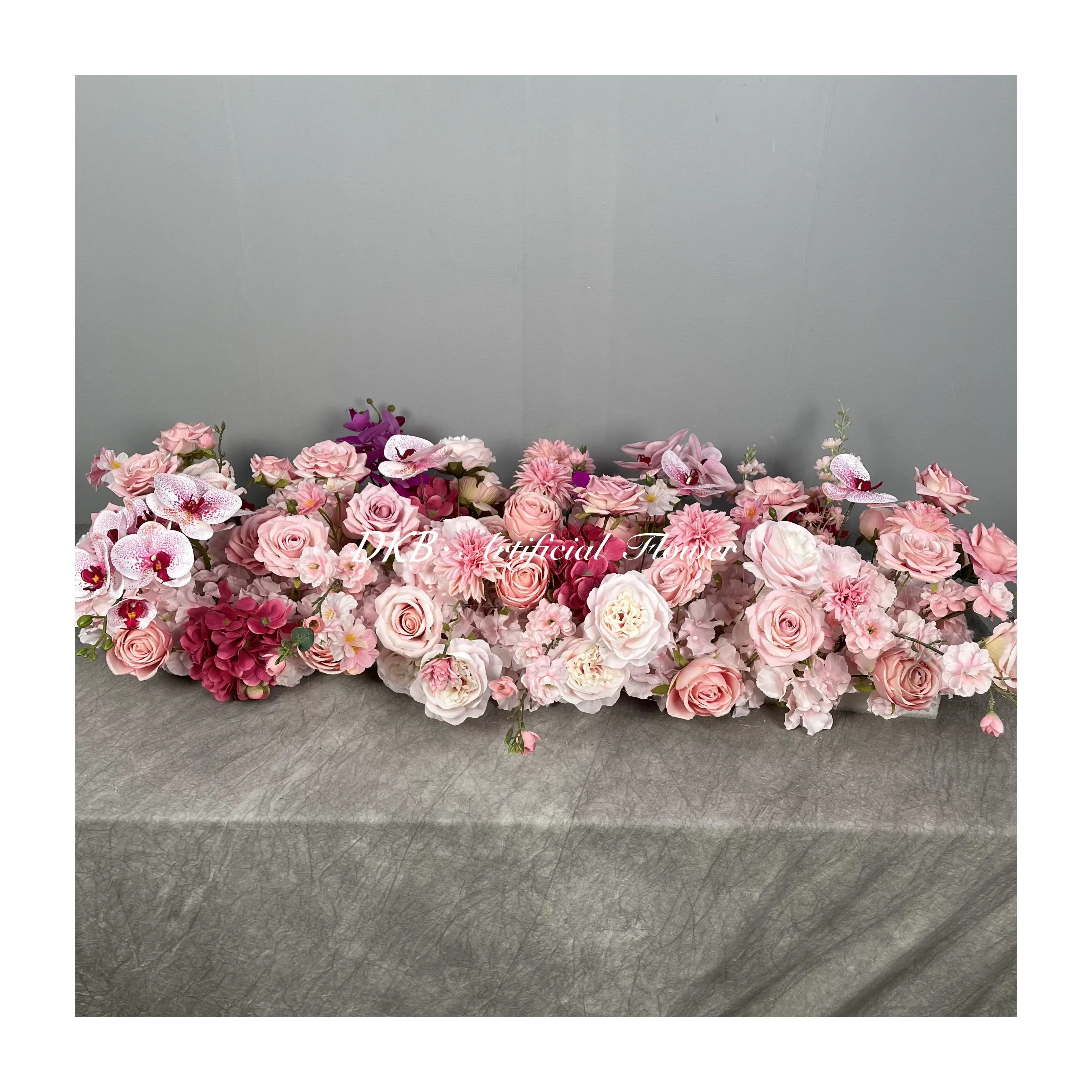 2024 Amazon Hot selling red roses artificial flowers bulk purple pink rose flowers table runner wedding