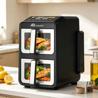 Nueva Freidora de Aire Moderna sin Aceite para el Hogar, 10L, Tres Capas, 2400W, Metálica, Cuadrada, Digital, Deshidratador, Certificación CE ROHS