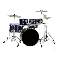 Kit de batterie 7 pièces avec caisse claire, tom de sol, grosse caisse, 4 cymbales, support de cymbales et tabouret de batterie