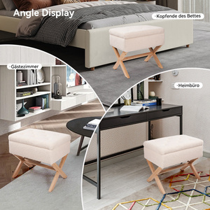 Cómodo Otomano Moderno de Terciopelo con Almacenamiento, Asiento Acolchado, Patas de Madera en Forma de X, Relleno de Esponja, Fácil Montaje, para Dormitorio o Entrada - Product Image 2