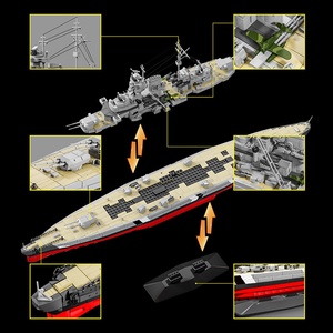 12GO98005 Série Militaire Seconde <span class=keywords><strong>Guerre</strong></span> Mondiale Bismarck Bateau de <span class=keywords><strong>Guerre</strong></span> Porte-Aviateurs Puzzle Blocs de Construction Modèle Jouet - Product Image 4