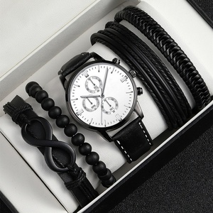 Luxury Men's Quartz Business <b>Watch</b> Custom <b>Leather</b> Strap Set with Glass Dial - Product Image 3
