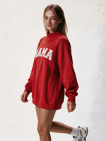 Sweat-shirt à col montant pour femmes, longueur allongée, logo brodé personnalisé, coupe ample, décontracté