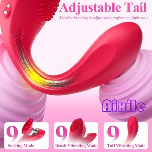 Vibrateurs à succion pour femmes, jouets pour adultes, Godemiché 3 en 1, jouet langue, vibrateur point G, <span class=keywords><strong>suceur</strong></span> pour mamelons et clitoris, 9 modes <span class=keywords><strong>de</strong></span> succion, 9 modes <span class=keywords><strong>de</strong></span> vibration - Product Image 3