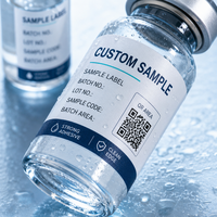 Étiquettes personnalisées imperméables pour petits flacons de peptides, autocollants en PET BOPP pour emballage d'échantillons, impression QR par lot, OEM