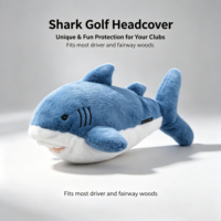 Housse de tête de club de golf en peluche amusante en forme de requin de dessin animé, cadeau, en stock