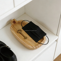 Plateau de rangement moderne en bois massif en forme de poire avec trou de suspension – Design simple et moderne, haute qualité, durable, écologique, pour clés de salon