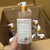 DRMEINAIER Gel Douche Corporel Éclaircissant et Exfoliant à l'Acide Kojique, au Collagène et aux AHA, Contrôle du Sébum, 500ml, Pour Femmes, Tous Types de Peau, M