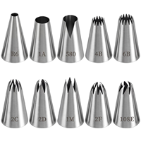 Bestseller HENGYA Edelstahl Tortendekorations-Spritztüllen 10-teiliges Set Zuckerguss-Spitzen Backzubehör für Tortendekoration