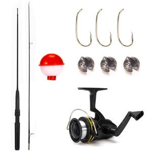 Ensemble de matériel de pêche en eau salée, <span class=keywords><strong>canne</strong></span> à pêche de 1.6m et moulinet Combo de la série 1000 avec crochet en plomb et flotteur adapté aux débutants - Product Image 2