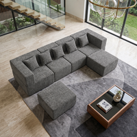 Canapé-lit sectionnel convertible multiplace en forme de L, en tissu moderne avec rembourrage en mousse, pour salon d'appartement, vente en gros usine