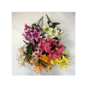 JH fabbrica nuovo Fashion Design matrimonio <span class=keywords><strong>fiori</strong></span> <span class=keywords><strong>di</strong></span> seta mazzo <span class=keywords><strong>di</strong></span> gigli A più teste giglio - Product Image 1