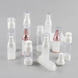 Botellas sin aire exquisitas de etiqueta privada personalizada con cubierta a prueba de polvo para maquillarse y cuidar la cara