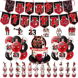 Nouveau NBA <span class=keywords><strong>Chicago</strong></span> <span class=keywords><strong>Bulls</strong></span> enfants fête d'anniversaire décoration fournitures insérer drapeau ballon bannière sport thème fête fournitures - Product Image 1