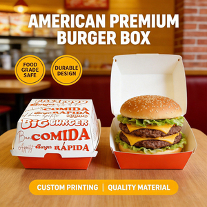 Caja de Cartón para Hamburguesas y Papas Fritas, Contenedor Desechable para Comida Rápida, Impresión Personalizada, Alta Calidad, Venta al Por Mayor - Product Image 1