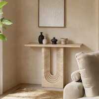 Table console murale en marbre travertin naturel style Wabi-sabi, artistique et créative, rétro français, étroite et longue, pour salon