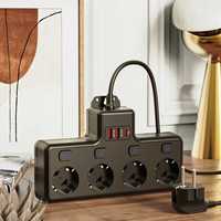 Multiprise EU 4 prises avec 2 ports USB (charge rapide 20W), 4 interrupteurs indépendants, rallonge 2M pour bureau et usage quotidien
