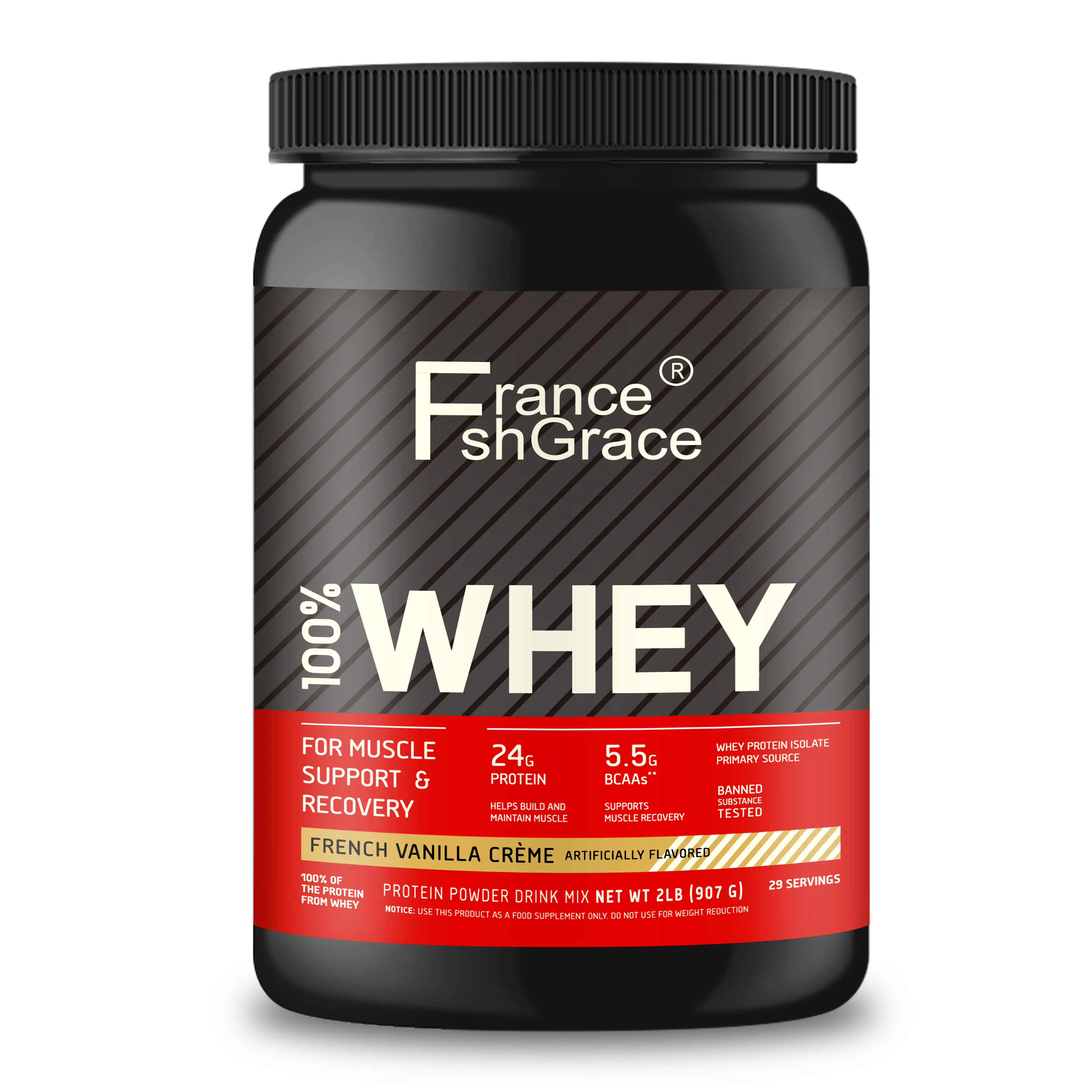 Whey Protein Powder Vanilla Flavor 2 LB fitness sport and muscle