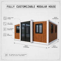 Maison conteneur préfabriquée de luxe moderne extensible, motif bois, maisonnette modulaire, mini-maison portable, logement d'appoint, chambre d'hôtes, hôtel, école