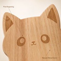 Planche à découper en bois de caoutchouc faite à la main avec tête de chat mignonne et poignée en forme de patte de chat, planche de service pour fromage et cuisine