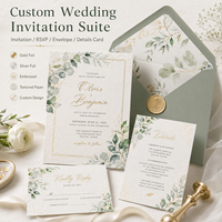 Suite d'invitations de mariage personnalisées avec dorure à chaud, papier texturé, cartes RSVP, enveloppes, cartes d'informations, papeterie de mariage