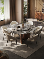 Italienischer Luxus-Esstisch aus Sinterstein mit Drehplatte, Moderner Marmortisch für Zuhause, Villa und Hotel, Premium-Möbel