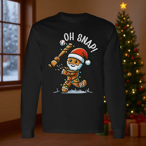 Oh Snap Gingerbreadman Christmas Baseball T-shirt a maniche lunghe Divertimento natalizio - Product Image 2