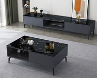 Table de thé nordique légère, combinaison avec assiette en rock simple moderne, verre trempé, petit meuble TV pour salon
