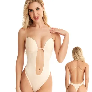 Verified Supplier Bodysuit Shapewear For Woman U Plunge Bodysuit Inner Plunge Bodysuit