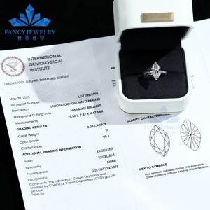 Bague de fiançailles artisanale en or massif 18 carats avec diamant de laboratoire taille marquise certifié IGI <span class=keywords><strong>pour</strong></span> femme - Product Image 5