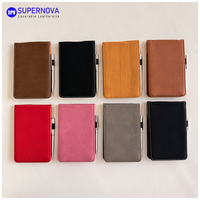 Mini Libreta de Cuero Personalizada con Bolígrafo, Portátil, de Bolsillo, 3 1/4" X 4 3/4", para Notas Diarias y Diario de Viaje, Grabable con Láser