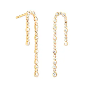 Gemnel bridal jewelry luxury 18k gold plated gleam crystal CZ drop gold brass dangle earrings