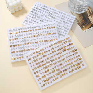Aretes de Moda, 100 Pares de Estilos Variados, Aretes de Aleación de Zinc para Venta en Mercados Nocturnos - Product Image 1