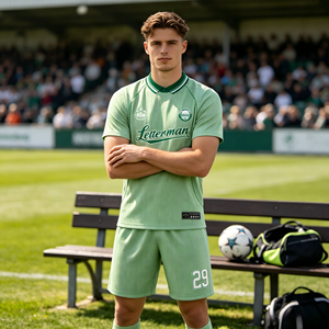 Ensemble de maillots de football à col rayé, fabrication ODM, vente en gros, impression par sublimation personnalisée, uniforme de football respirant, haute qualité, pour équipe - Product Image 4