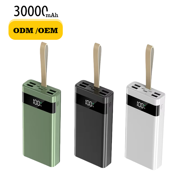 Real Fast Charging 22.5W PD QC3.0 Large Capacity 5 Output 3 Input LED Portable Charger Powerbank 30000 Mah Power Bank